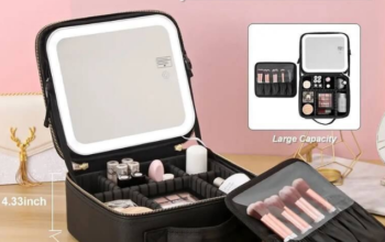 Portable Makeup Bag with Mirror & Light For Sale