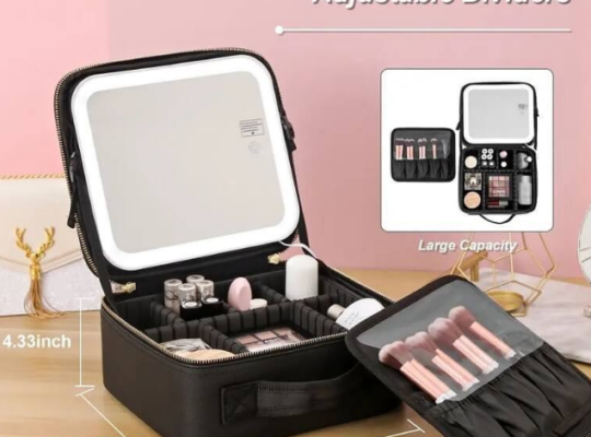 Portable Makeup Bag with Mirror & Light For Sale