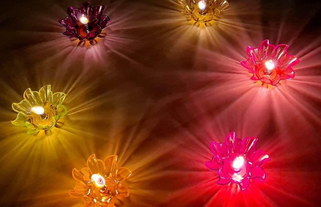 PHRI Diwali shadow diyas Set Of 12 different colou
