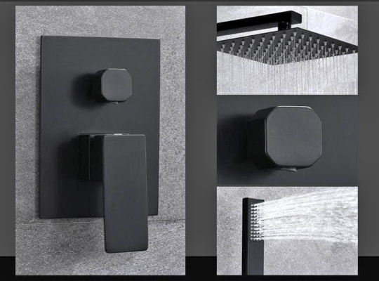 PHRI-TECH heavy Brass Shower System Matt Black For