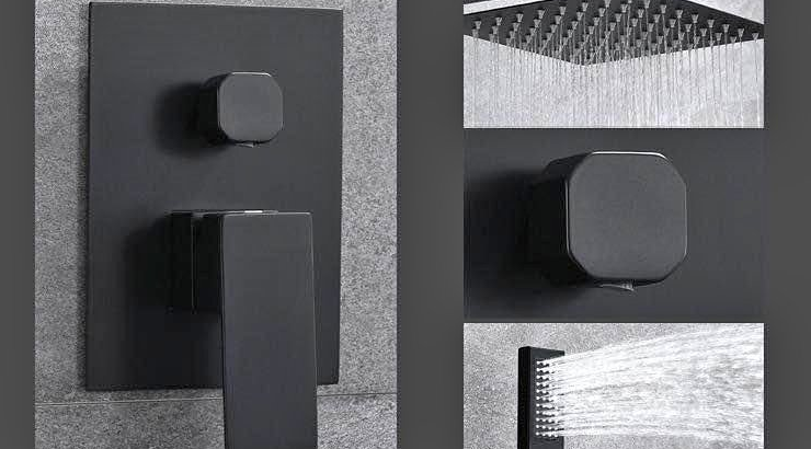 PHRI-TECH heavy Brass Shower System Matt Black For