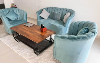 Turquoise New Velvet Touch Sofa Set For Sale