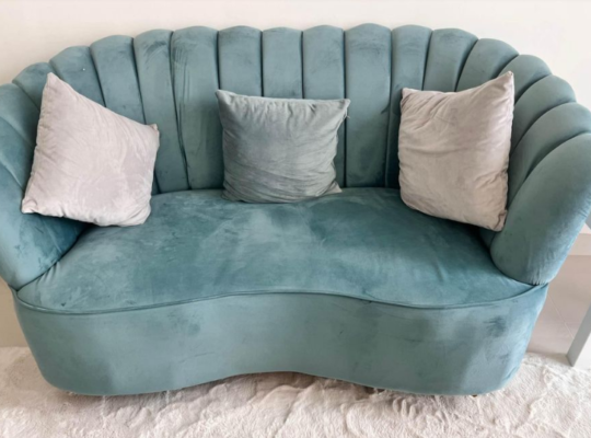 Turquoise New Velvet Touch Sofa Set For Sale