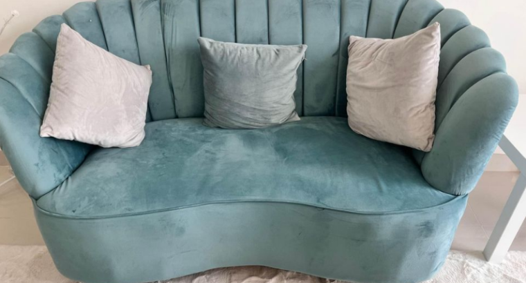 Turquoise New Velvet Touch Sofa Set For Sale