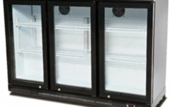 Three Hinged Door Black Bar Cooler for sale