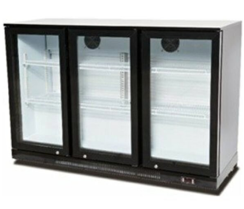 Three Hinged Door Black Bar Cooler for sale