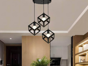 3-Light Vintage Black Ceiling Lamp For Sale