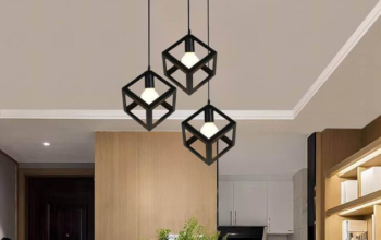 3-Light Vintage Black Ceiling Lamp For Sale