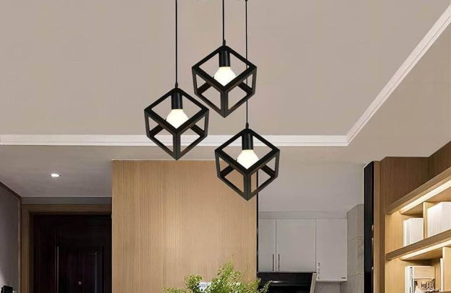 3-Light Vintage Black Ceiling Lamp For Sale