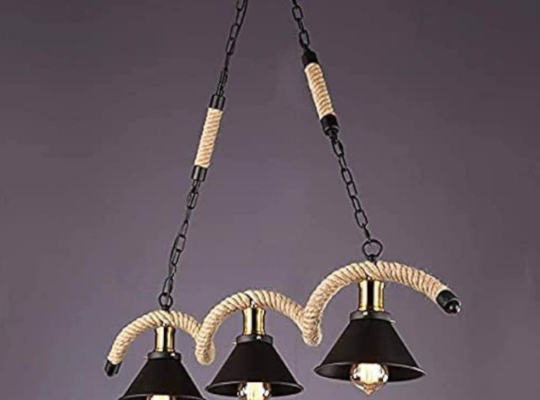 Rope Iron 3-Lights Chandelier Pendant Ceiling Ligh