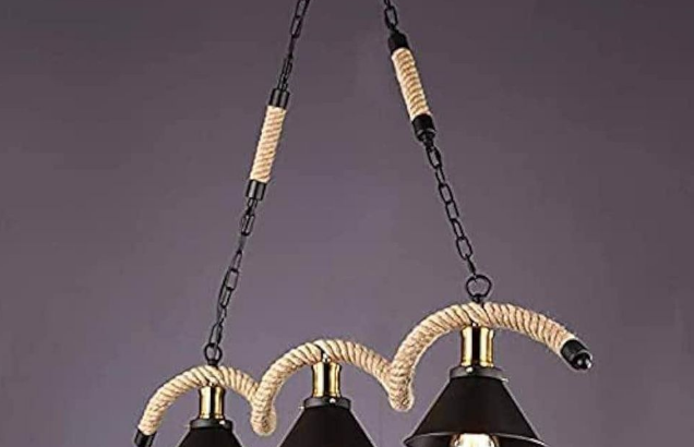 Rope Iron 3-Lights Chandelier Pendant Ceiling Ligh