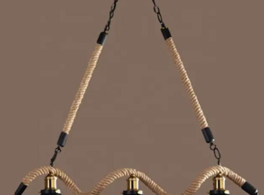 Rope Iron 3-Lights Chandelier Pendant Ceiling Ligh