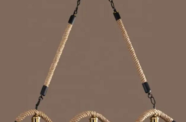 Rope Iron 3-Lights Chandelier Pendant Ceiling Ligh