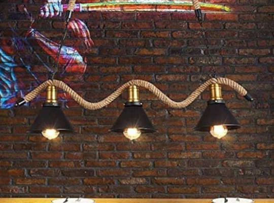 Rope Iron 3-Lights Chandelier Pendant Ceiling Ligh