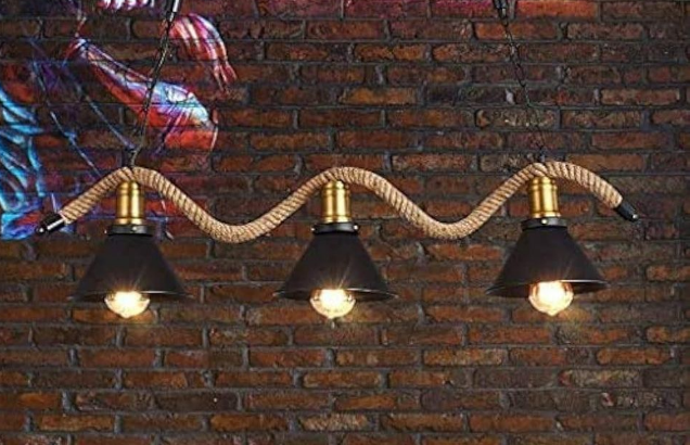 Rope Iron 3-Lights Chandelier Pendant Ceiling Ligh