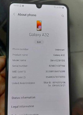 Samsung A32 6/128 GB TRA For Sale