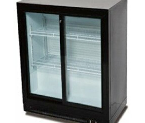 Two Sliding Door Black Bar Cooler for sale