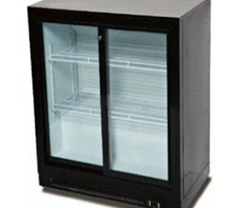 Two Sliding Door Black Bar Cooler for sale
