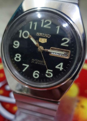 Vintage Seiko5 Automatic 6309 black dial 21-jewels