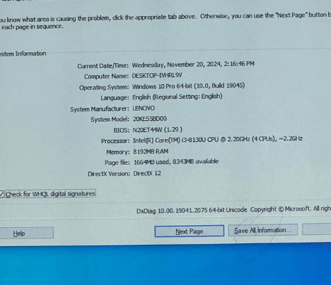LENOVO THINKPAD X280. Core i3 8th gen For Sale