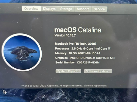 Macbook Pro 2019 A2141 16″ A plus For Sale