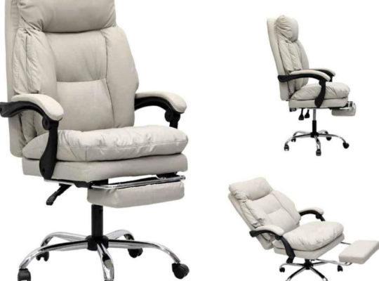 Office Chair with Footrest Beige Color For Sale