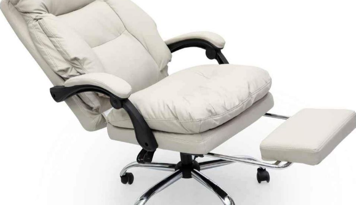 Office Chair with Footrest Beige Color For Sale