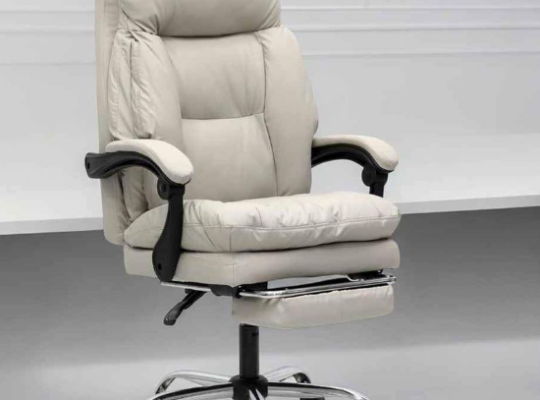 Office Chair with Footrest Beige Color For Sale