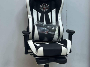 Gaming chair White black with footrest for sale