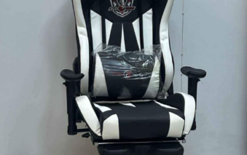 Gaming chair White black with footrest for sale