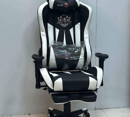 Gaming chair White black with footrest for sale