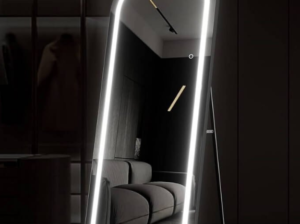 Arch Full Length Mirror with Black Frame LED Light