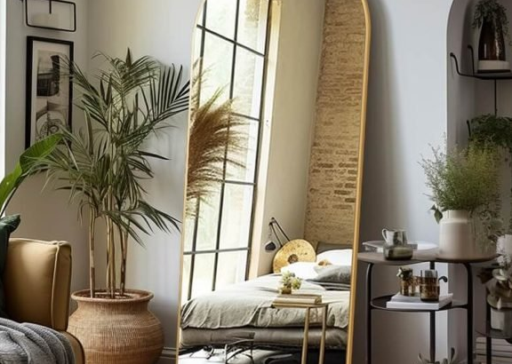 Full Length Arched Gold Wall Mirror Without LED Li