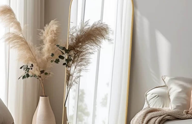 Full Length Arched Gold Wall Mirror Without LED Li