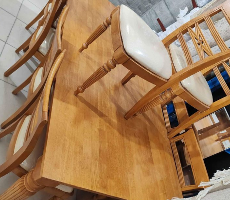 dining table 8 chairs solid wood for sale