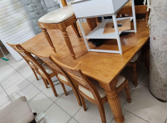 dining table 8 chairs solid wood for sale