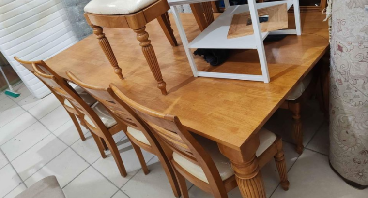 dining table 8 chairs solid wood for sale