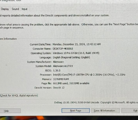 ALIENWARE m17 R4. Core i7 10th Gen For Sale