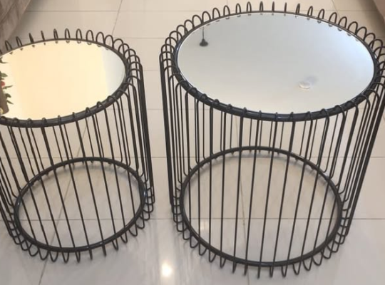 2 Black Round Tables For Sale