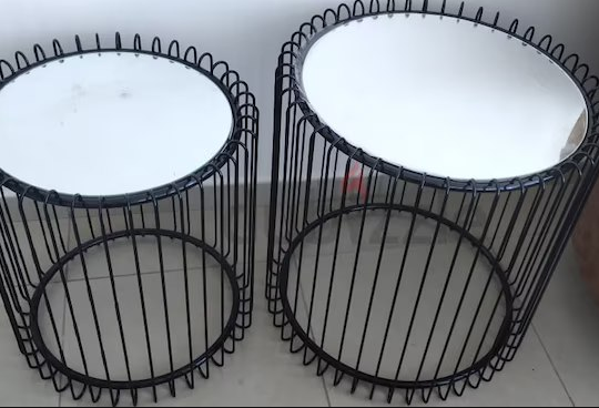 2 Black Round Tables For Sale