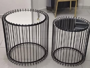 2 Black Round Tables For Sale