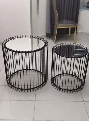 2 Black Round Tables For Sale