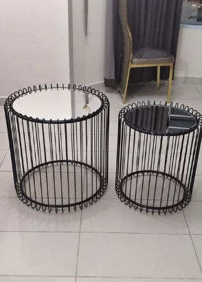 2 Black Round Tables For Sale