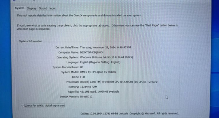 HP OMEN 15-dh1080TX FOR SALE