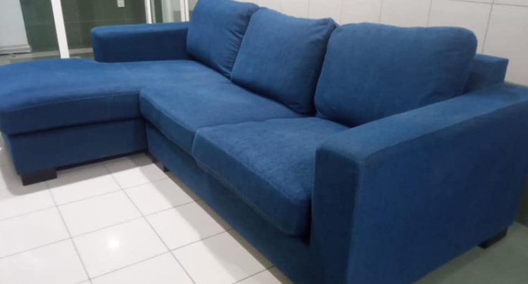 Home centre L shape blue sofa for sale