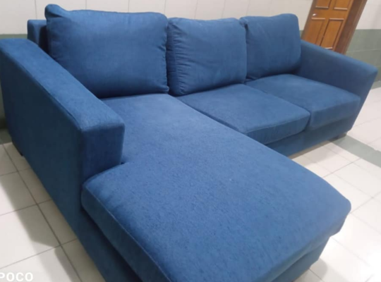 Home centre L shape blue sofa for sale