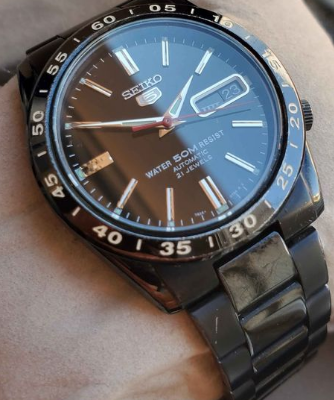 Vintage Seiko 5 sports 7S36 Full Black For Sale