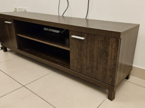 TV table with 2 cabinets brown wood for sale