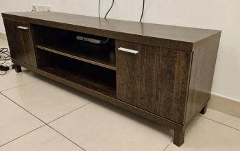 TV table with 2 cabinets brown wood for sale