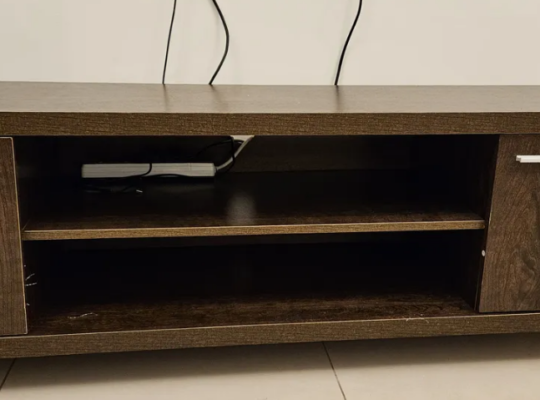 TV table with 2 cabinets brown wood for sale